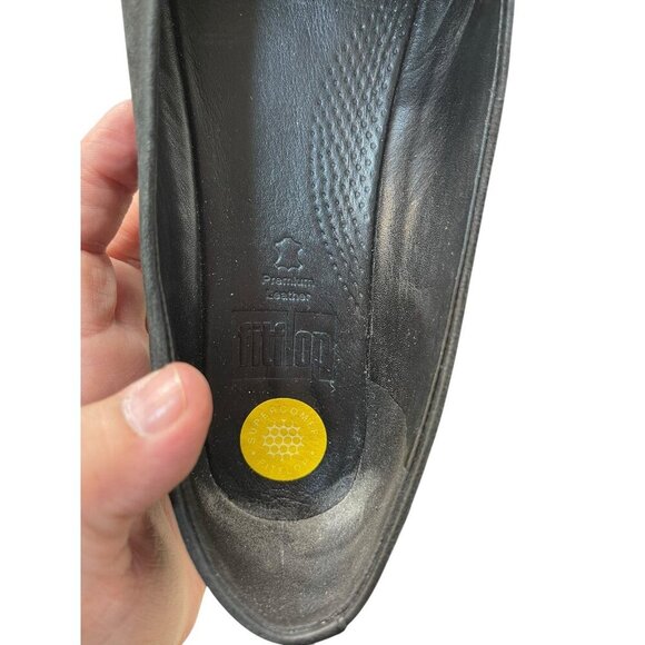 Fit Flop Loafer Black Calf Hair Slip On Leather Comfort Flat Shoes EU 38 US 7.5 - Picture 9 of 10